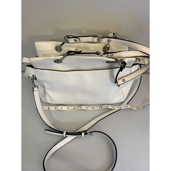 Calvin Klein White Satchel Handbag Silver Hardware Purse - Picture 4 of 15